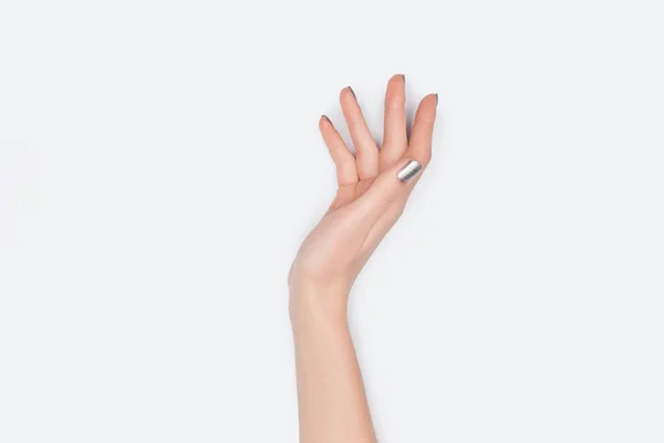 Обрезанный вид женской руки, изолированный на белом — стоковое фото