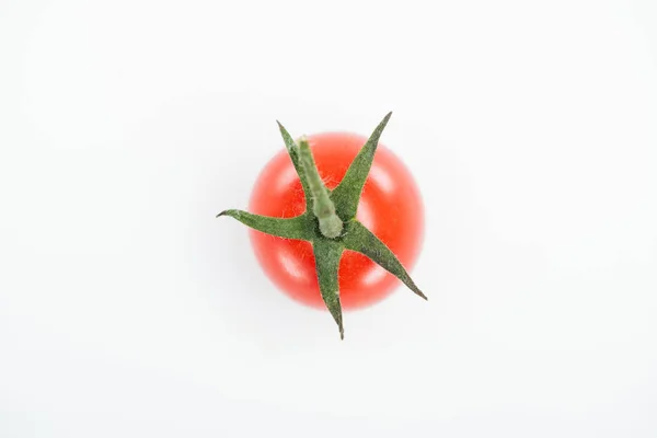 Top view of fresh red ripe juicy tomato isolated on white — Stock Photo