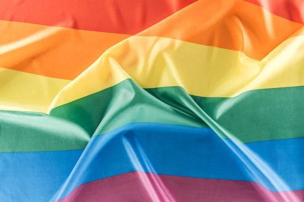 Top view of creased lgbt rainbow flag — Stock Photo