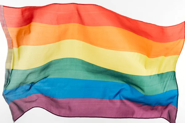 Multicolored lgbt rainbow flag isolated on white — Stock Photo