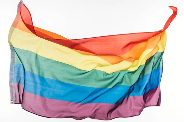 Lgbt orgulho arco-íris bandeira isolada no branco — Fotografia de Stock
