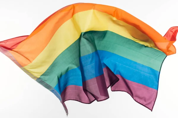 Разноцветный радужный флаг, изолированный на белом — стоковое фото