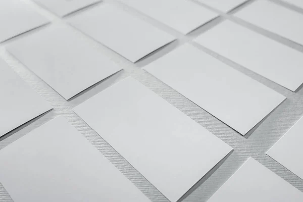 Close up of empty cards on white background with copy space — Stock Photo