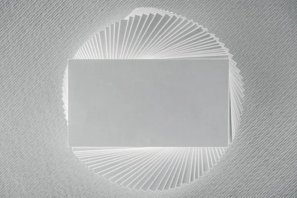 Top view of blank and empty card on white background with copy space — Stock Photo