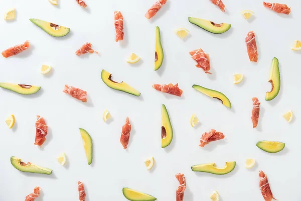 Top view of organic ingredients on white background — Stock Photo