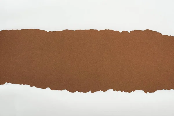 Ragged white paper with curl edges on brown background — Stock Photo