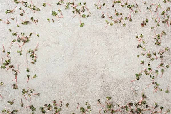 Top view of green garden cress on textured surface — Stock Photo