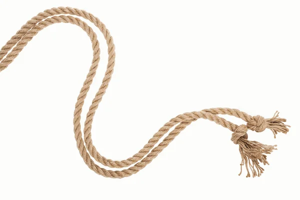 Waved brown and jute rope isolated on white — Stock Photo