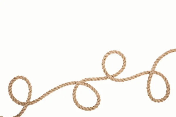 Long and brown rope with curls isolated on white — Stock Photo