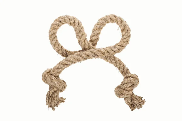 Thick jute and twisted rope isolated on white — Stock Photo