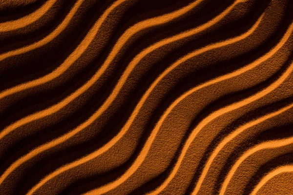 Draufsicht auf strukturierten Sand mit Wellen und orangefarbenem Farbfilter — Stockfoto