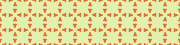 Panoramic shot of seamless pattern with handmade paper watermelon slices isolated on green — Stock Photo