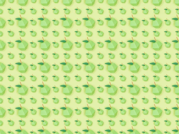 Top view of textured pattern with handmade paper apples isolated on green — Stock Photo
