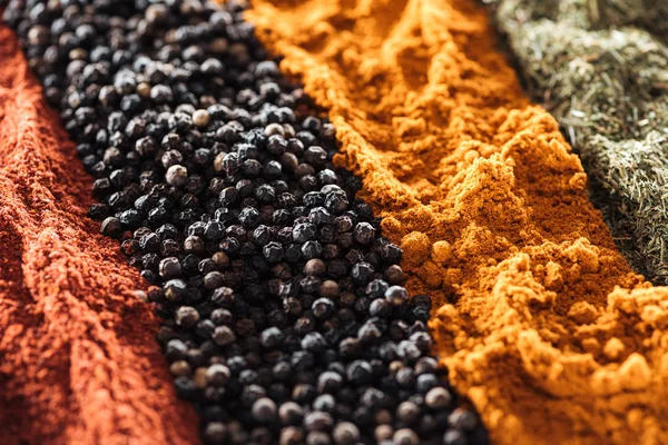 Close up view of various traditional indian spices — Stock Photo