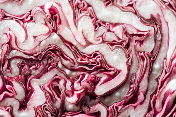 Close up view of nutritious cut textured red cabbage — Stock Photo