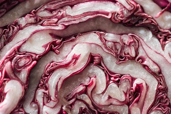 Vista ravvicinata di cavolo rosso nutriente di taglio fresco — Foto stock