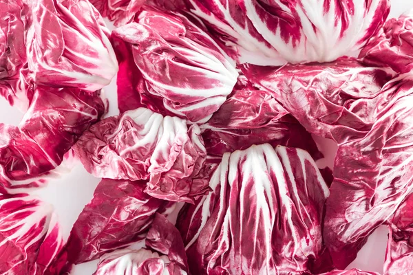 Top view of fresh bright red cabbage leaves — Stock Photo