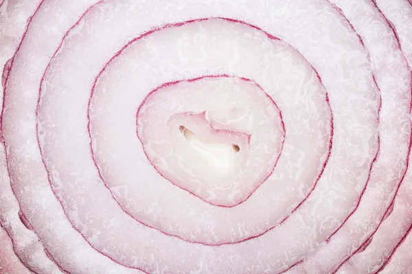 Vue rapprochée de tranche d'oignon frais texturé biologique juteux — Photo de stock