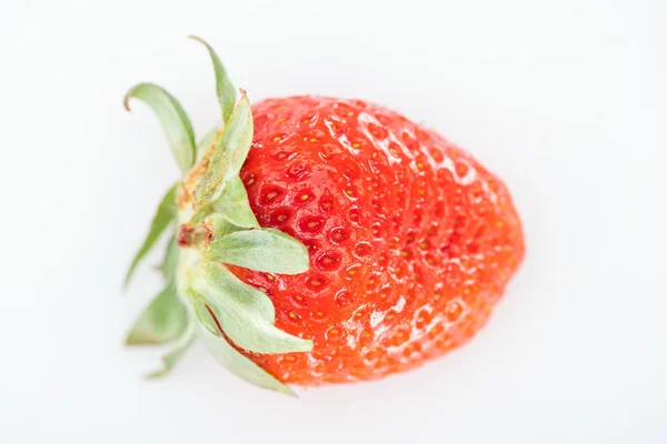 Top view of whole ripe red strawberry on white background — Stock Photo