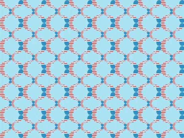 Nahtloses Hintergrundmuster mit papiergeschnittenem Schnurrbart aus amerikanischen Nationalflaggen auf blauem Grund — Stockfoto