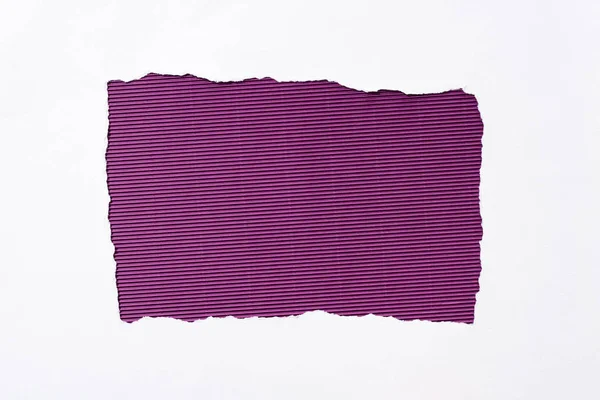 Purple striped colorful background in white torn paper hole — Stock Photo