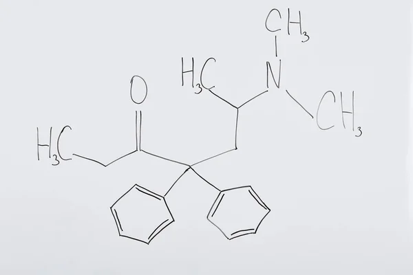 Top view of white board with chemical formula in laboratory — Stock Photo