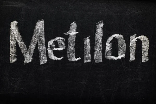 Top view of black chalk board with lettering metilon — Stock Photo