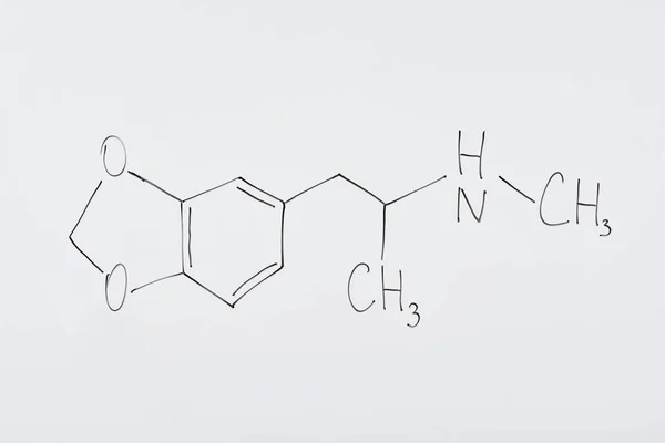 Top view of white board with chemical formula in laboratory — Stock Photo