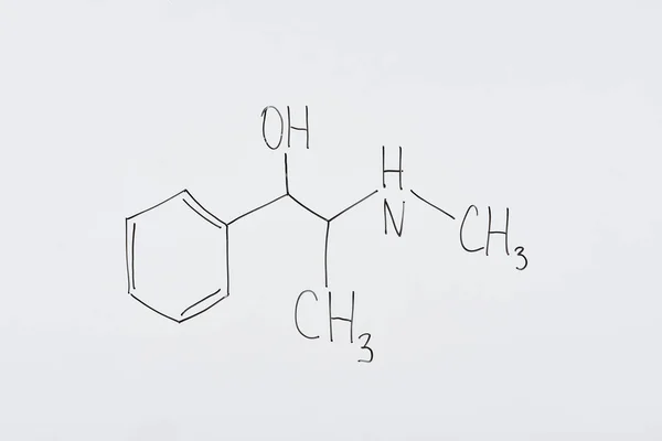 Top view of white board with chemical formula in laboratory — Stock Photo