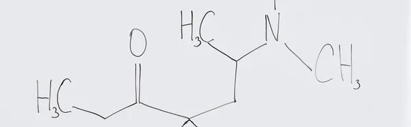 Panoramic shot of white board with chemical formula in laboratory — Stock Photo