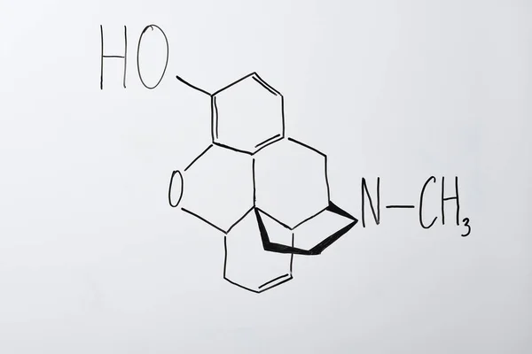 Vue du dessus du tableau blanc avec formule chimique en laboratoire — Photo de stock