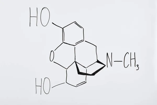 Vue du dessus du tableau blanc avec formule chimique en laboratoire — Photo de stock