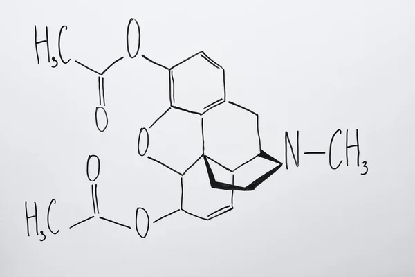 Vue du dessus du tableau blanc avec formule chimique en laboratoire — Photo de stock