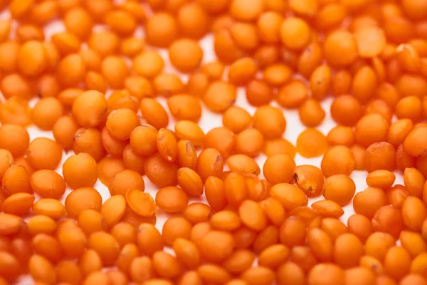 Vista de perto de sementes de lentilha vermelha crua — Fotografia de Stock