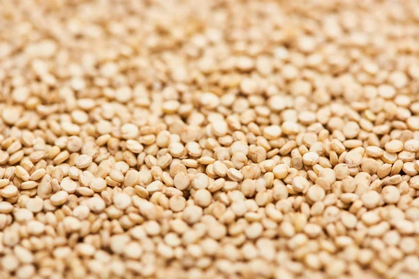 Vue rapprochée de petites graines de quinoa blanches crues — Photo de stock
