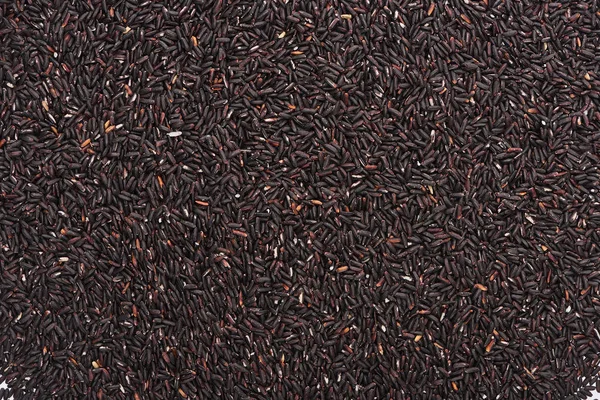 Vista superior del arroz negro orgánico crudo - foto de stock