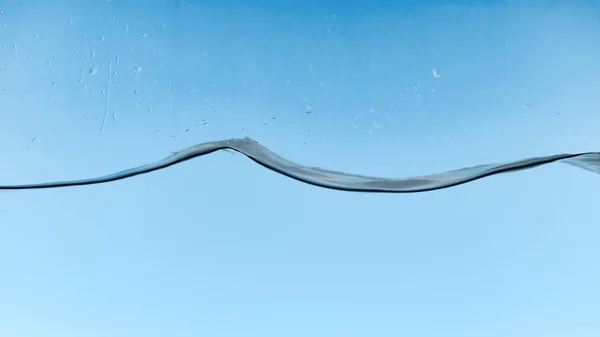 Wavy water on blue background with droplets — Stock Photo