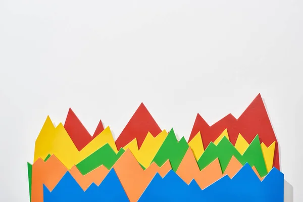 Top view of color statistic graphs on white background — Stock Photo