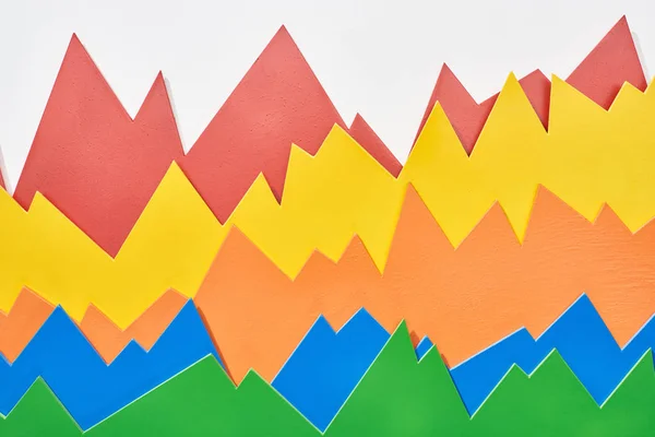 Vista superior de gráficos analíticos multicoloridos sobre fundo branco — Fotografia de Stock