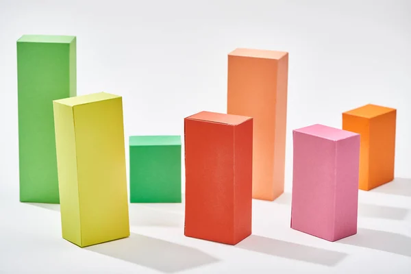 Colorful blocks of statistic chart with shadow on white background — Stock Photo