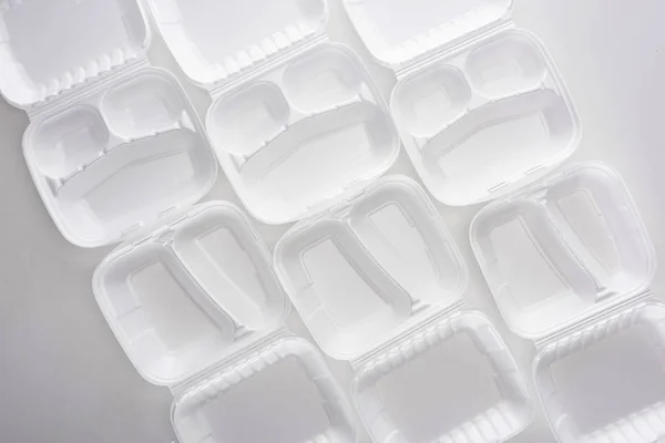 Top view of empty eco packages on white background — Stock Photo