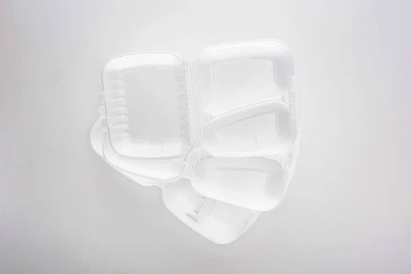 Top view of empty eco packages on white background — Stock Photo