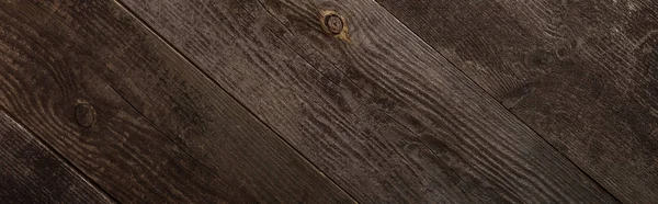 Vista superior da textura de madeira marrom vazia, tiro panorâmico — Fotografia de Stock