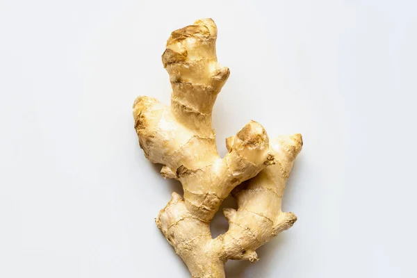 Top view of ginger root on white background — Stock Photo