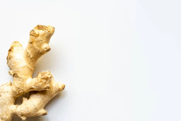 Top view of ginger root on white background — Stock Photo