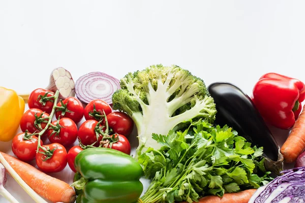 Assorted fresh ripe colorful vegetables isolated on white background — Stock Photo