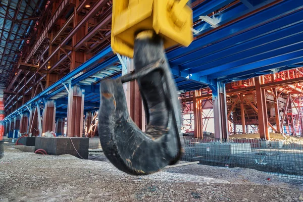 Gult Och Svart Krok Bro Crane Fabrik — Stockfoto