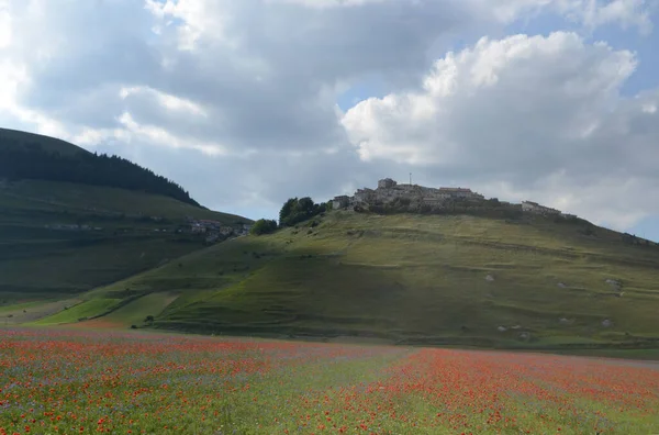 Castelluccio Pueblo Montaña Umbría Italia —  Fotos de Stock