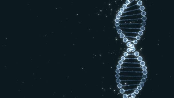 Cadeia de DNA brilhante com partículas — Vídeo de Stock