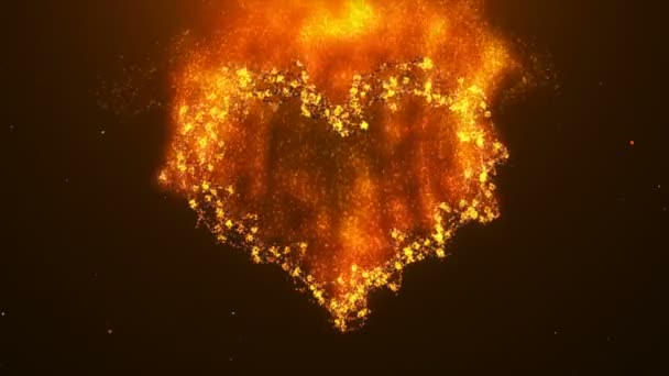 Arame farpado Coração em fogo — Vídeo de Stock